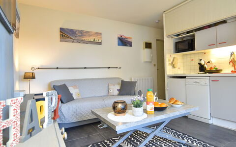 L'Orée de Deauville: Furniture, Property, Couch, Picture Frame, Azure, Blue, Orange, Cabinetry, Lighting, Interior Design