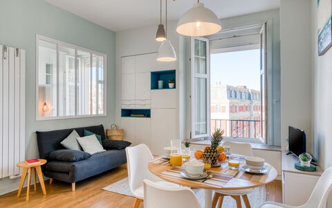 Villa Brillante: Furniture, Table, Property, Couch, White, Azure, Chair, Orange, Interior Design, Shade