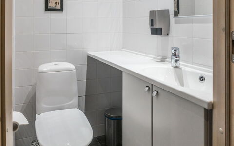 Rukatonttu D 13: Toilet Seat, Bathroom, Toilet, Plumbing Fixture, Wall, Bathroom Sink, Sink, Flooring, Floor, Interior Design