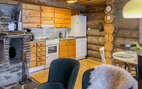 Kelotorppa a: Wood, Ceiling, Home, Cottage, Furniture, Log Cabin, Room, Wood Stain, Light Fixture, Kitchen