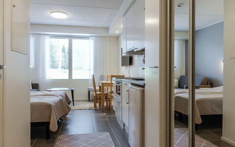 Skistar 105: Furniture, Interior Design, Floor, Wall, Flooring, Wood, Ceiling, Room, Bed, Bedroom