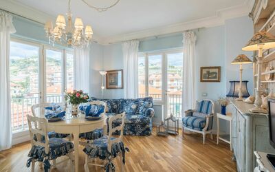 Pieds dans L'Eau 2 607.2: Furniture, Table, Chair, Blue, Window, Wood, Couch, Interior Design, Living Room, Floor