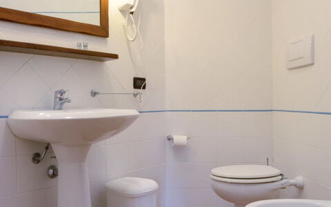 La Fenice - 08 Pax: Mirror, Plumbing Fixture, Property, Bathroom Sink, Sink, Tap, White, Bathroom, Purple, Lighting