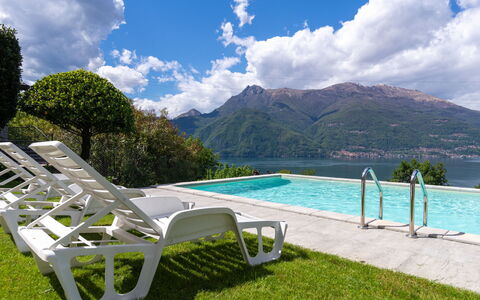 Varenna 642: Water, Cloud, Sky, Swimming Pool, Mountain, Green, Plant, Natural Landscape, Outdoor Furniture, Tree