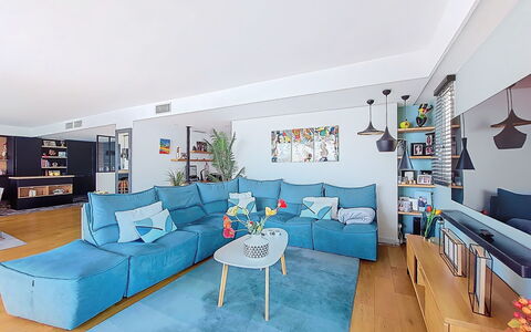 New Beach: Furniture, Interior Design, Couch, Flooring, Floor, Living Room, Ceiling, Room, Apartment, Table