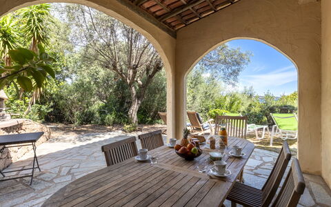 Villa Pavellone: Furniture, Table, Property, Plant, Tree, Wood, Chair, Shade, Interior Design, Outdoor Furniture