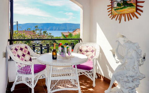 Krk Pinezići 602: Furniture, Property, Chair, Plant, White, Table, Green, Azure, Cloud, Decoration