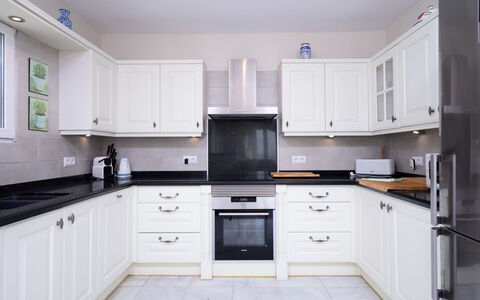 Cielo Azul: Cabinetry, Countertop, Property, Furniture, White, Building, Kitchen Stove, Blue, Drawer, Kitchen Appliance