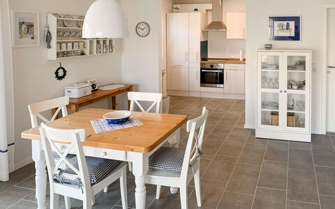 Rose: Table, Furniture, Wood, Cabinetry, Lighting, Flooring, Chair, Architecture, Floor, Kitchen