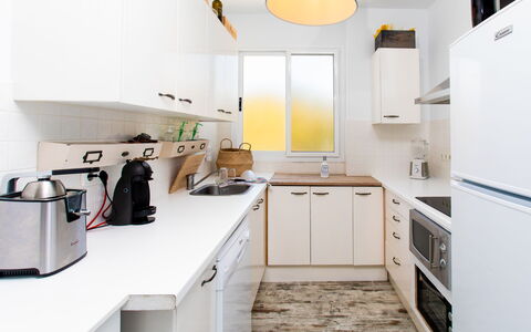 Leonor: Cabinetry, Countertop, White, Kitchen Sink, Kitchen, Building, Kitchen Stove, Sink, Drawer, Lighting
