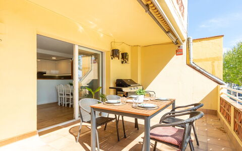 Port Emporda: Table, Furniture, Property, Building, Plant, Wood, Sky, Interior Design, Chair, Shade