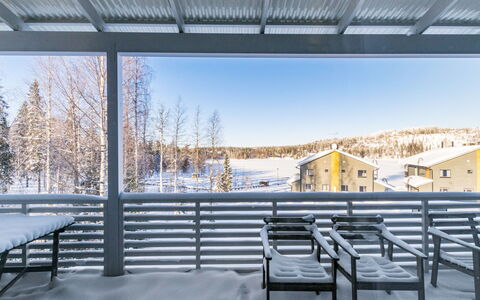 Skivillas 78 Ukkohalla (1): Furniture, Chair, Outdoor Furniture, Table, Wood, Outdoor Table, Kitchen & Dining Room Table, Shade, Garden, Umbrella