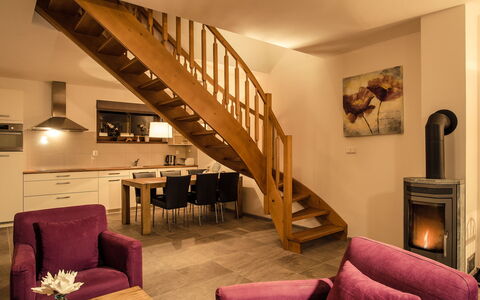 Lipno Nad Vltavou 88: Picture Frame, Furniture, Table, Wood, Chair, Interior Design, Building, Stairs, Comfort, Floor