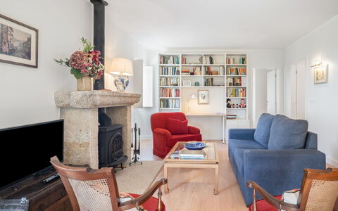 Casa da Quinta de Pedral: Furniture, Picture Frame, Property, Chair, Lighting, Interior Design, Wood, Table, Floor, Living Room