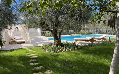 Villa Mimosa - Diano Marina: Plant, Shade, Tree, Sky, Land Lot, Outdoor Furniture, Leisure, Grass, Natural Landscape, Landscape