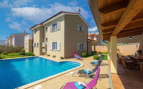 Villa Zara: Water, Cloud, Property, Sky, Plant, Building, Swimming Pool, Window, Outdoor Furniture, Interior Design