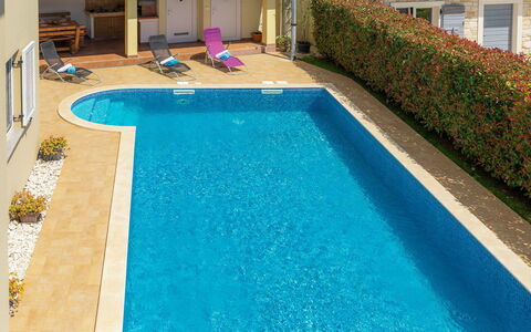 Villa Zara: Water, Property, Plant, Swimming Pool, Azure, Building, Window, Rectangle, Grass, Flooring