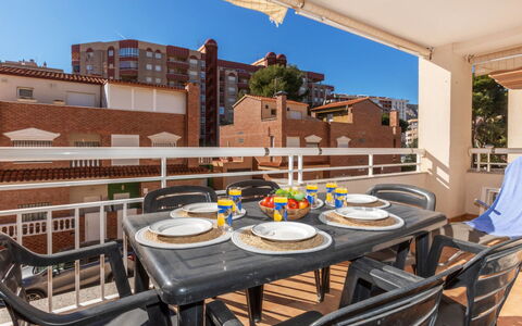 Vila de Oropesa Iv: Apartment, Condominium, Outdoor Furniture, Outdoor Table, Balcony, Shade, Kitchen & Dining Room Table, Hotel