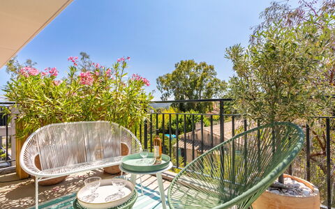 Bormes-Les-Mimosas 109: Sky, Property, Plant, Botany, Outdoor Furniture, Shade, Grass, Leisure, Outdoor Table, Landscape