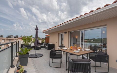 Eden Riviera: Sky, Cloud, Property, Furniture, Building, Table, Flowerpot, Chair, Plant, Houseplant