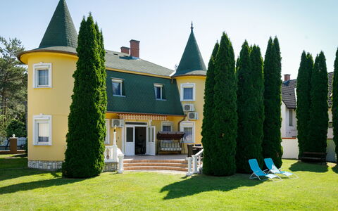 Big Thuja: Sky, Plant, Green, Building, Window, Tree, Land Lot, House, Grass, Evergreen