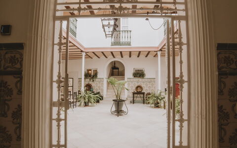 Posada La Casa Del Pintor: Building, Plant, Tree, Art, Tints And Shades, Glass, Symmetry, Facade, Arch, Arcade