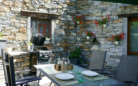 Open Space with Patio Lety: Table, Furniture, Property, Plant, Chair, Interior Design, Flowerpot, Houseplant, Outdoor Furniture, Window
