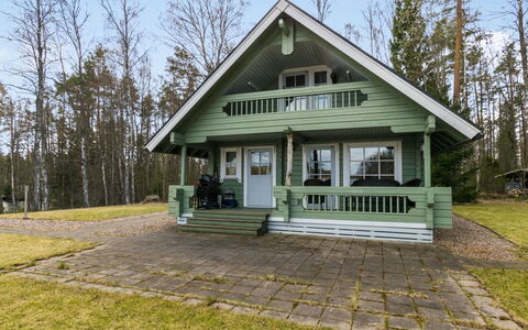 Villa Koivumäki: Furniture, Chair, Outdoor Furniture, Table, Wood, Outdoor Table, Kitchen & Dining Room Table, Shade, Garden, Umbrella