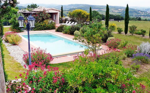 Les Ecuries: Property, Garden, Natural Landscape, Swimming Pool, Real Estate, Yard, Backyard, Landscape, House, Landscaping