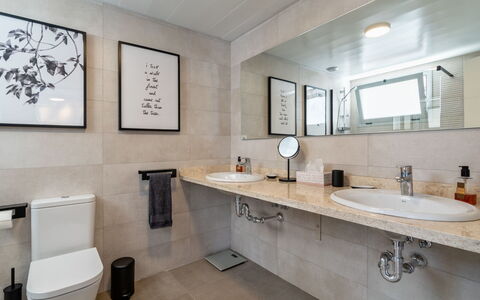 White Stones: Mirror, Tap, Property, Sink, Plumbing Fixture, Bathroom Sink, Building, Bathroom, Interior Design, Architecture
