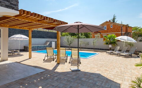 Villa Mira: Sky, Plant, Cloud, Property, Azure, Shade, Building, Outdoor Furniture, Lighting, Tree