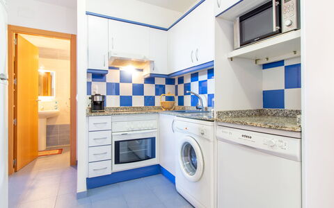 Oropesa del Mar 115: Cabinetry, Furniture, Countertop, Kitchen Stove, Azure, Kitchen, Interior Design, Home Appliance, Architecture, Wood