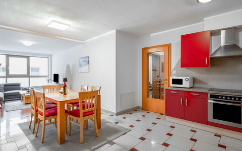 Schladming 29: Furniture, Cabinetry, Table, Wood, Window, Chair, Interior Design, Drawer, Kitchen, Kitchen Appliance