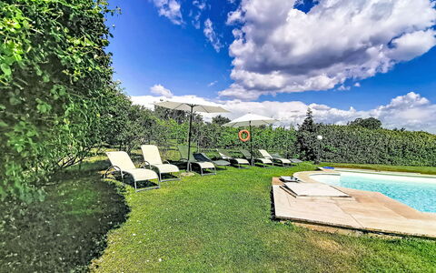 La Quercia: Blue, Swimming Pool, Garden, Outdoor Furniture, Lawn, Resort, Landscaping, Shade, Sunlounger, Eco Hotel