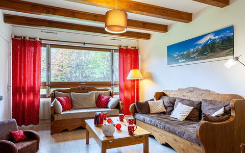 Saint Gervais 175: Couch, Furniture, Property, Table, Azure, Wood, Comfort, Orange, Interior Design, Window