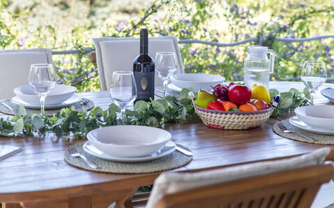 Shardana: Table, Tableware, Furniture, Dishware, Green, Plant, Plate, Food, Cup, Textile