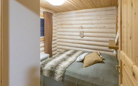 Villa Lempi: Bed, Furniture, Bedroom, Interior Design, Bedding, Bed Sheet, Flooring, Wood, Floor, Room