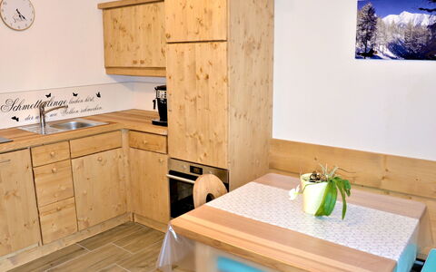 Wiesenhof: Cabinetry, Furniture, Countertop, Table, Property, White, Sink, Building, Green, Wood