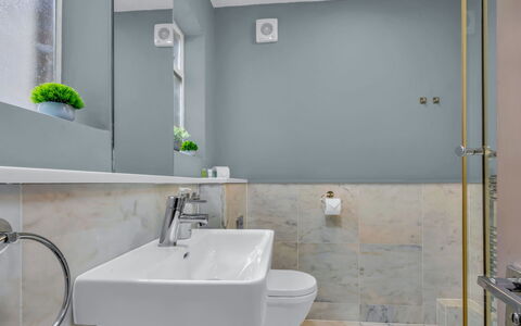Cleveland Apartments: Bathroom, Plumbing Fixture, Wall, Flooring, Interior Design, Sink, Floor, Tap, Toilet, Plumbing