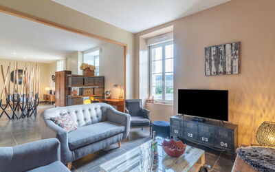 La Maison des Frères (Villa + Annexe) 600.2: Table, Couch, Picture Frame, Property, Furniture, Comfort, Azure, Studio Couch, Living Room, Wood