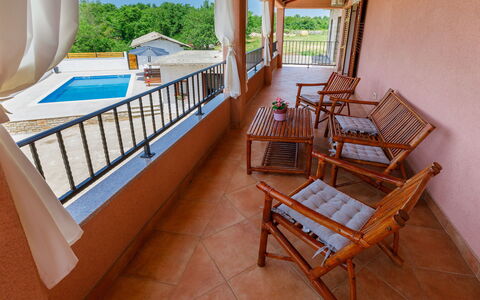 Villa Mate i Kate: Property, Building, Plant, Wood, Interior Design, Architecture, Porch, Outdoor Furniture, Shade, Watercraft