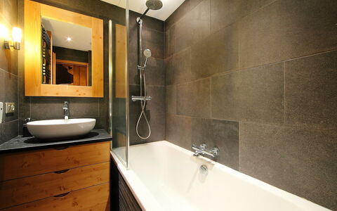 Tignes 340: Bathroom, Room, Property, Tap, Interior Design, Tile, Sink, Plumbing Fixture, Bathroom Cabinet, Wall