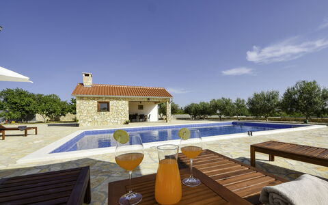 Villa Dalmacija: Sky, Table, Building, Furniture, Property, Tableware, Window, House, Outdoor Furniture, Cloud