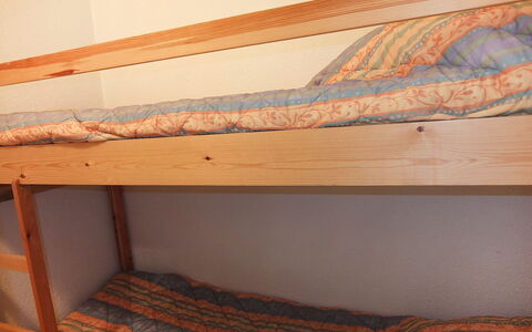 Les Menuires 100: Furniture, Room, Bed, Bed Frame, Wood, Bunk Bed, Wood Stain, Hardwood, Beam, Table