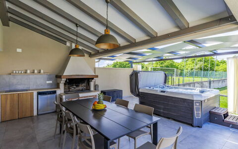 Villa Civitan: Furniture, Flooring, Interior Design, Floor, Ceiling, Chair, Shade, Swimming Pool, Outdoor Furniture, Resort