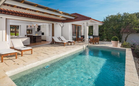 Rovinj Bale 311: Furniture, Table, Building, Chair, Window, Wood, Flooring, Shade, Floor, Porch