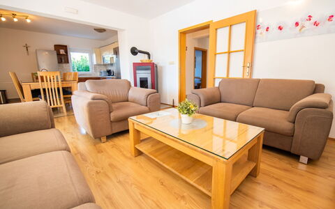 Villa Maria: Furniture, Table, Property, Couch, Comfort, Wood, Orange, Living Room, Interior Design, Studio Couch
