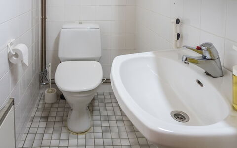 Mänty: Toilet Seat, Bathroom, Toilet, Plumbing Fixture, Bathroom Sink, Flooring, Sink, Floor, Interior Design, Tap