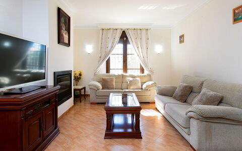 Villa Anita: Furniture, Interior Design, Couch, Flooring, Floor, Living Room, Wood, Room, Ceiling, Table
