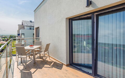 Pięć Mórz: Property, Building, Window, Shade, Wood, Chair, Table, Flowerpot, Sky, Outdoor Furniture